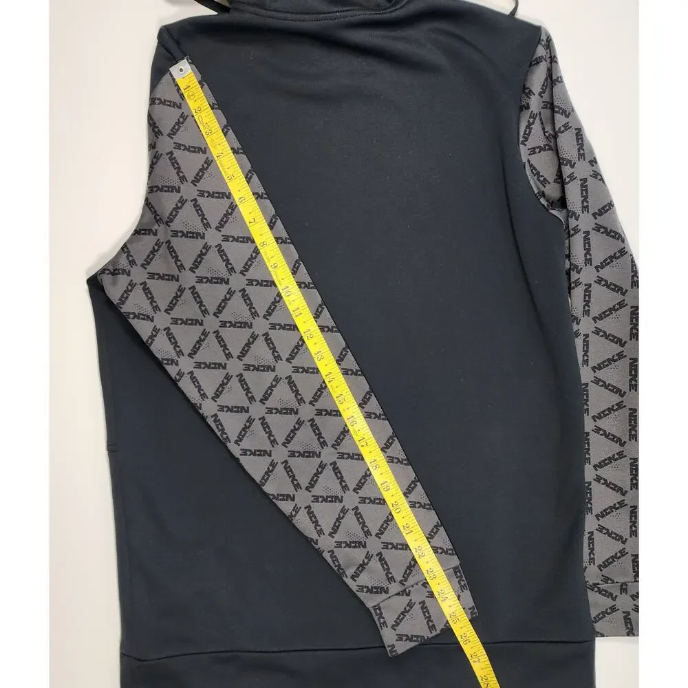 Nike Therma-FIT Hoodie Black Gray Logo Pullover Athletic Men's S‎